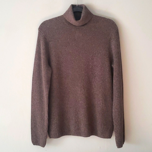 Banana Republic Sweaters - Banana Republic Merino Wool Turtleneck Ribbed Sweater Cabin Brown Marl Normcore